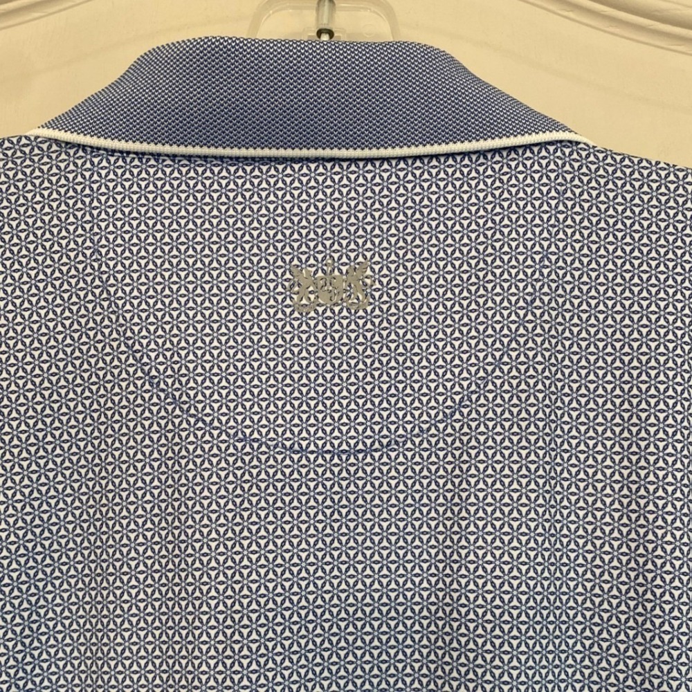 Hickey Freeman Mens Golf Polo Shirt XXL Blue Geo Print Short Sleeve Collared - Picture 8 of 9
